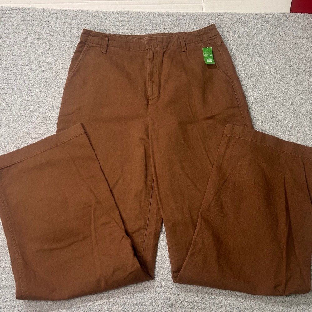 Gap Loose Khaki Pants 12 Tall Brown High Rise Wide Leg Dark Academia Boho